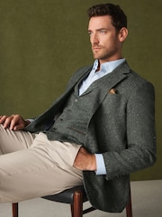 Khakigrün - Wool Blend Donegal Textured Blazer - Bild 3 von 11