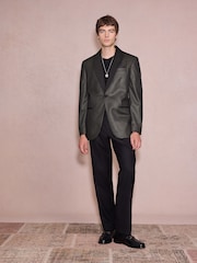 Zwart/goud - Normale Pasvorm - Fluwelen blazer met patroon - Afbeelding 2 van 11
