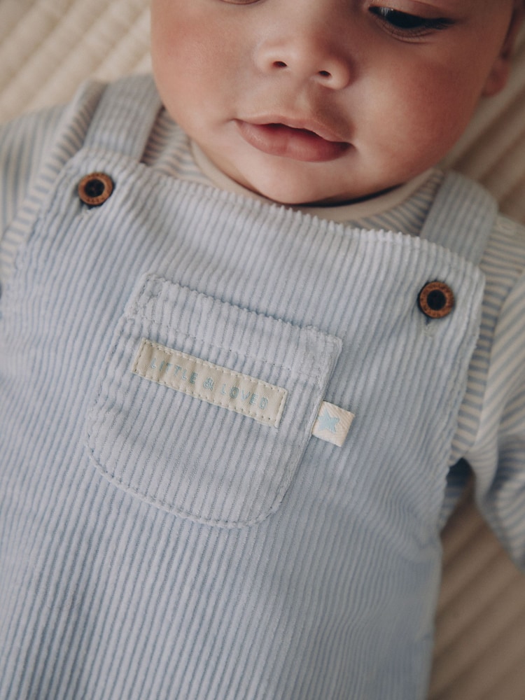 Blue Plain Cord Dungaree and Bodysuit Baby Set (0mths-2yrs) - Image 2 of 13 Blue Plain Cord Dungaree and Bodysuit Baby Set (0mths-2yrs) - Image 2 of 13