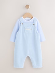 Blue Plain Cord Dungaree and Bodysuit Baby Set (0mths-2yrs) - Image 5 of 13