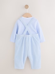 Blue Plain Cord Dungaree and Bodysuit Baby Set (0mths-2yrs) - Image 7 of 13
