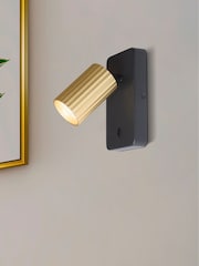 Searchlight Gold and Black Nanna Reader GU10 Spotlight Fluted - Image 1 of 4