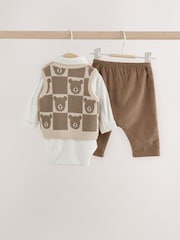 Brown Baby Knit Vest Bodysuit and Trousers Set (0mths-3yrs) - Image 5 of 13