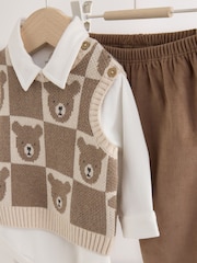 Brown Baby Knit Vest Bodysuit and Trousers Set (0mths-3yrs) - Image 8 of 13