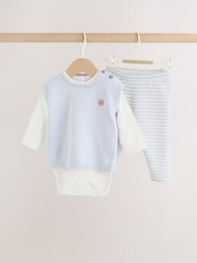 Blue Knit Vest, Bodysuit and Trouser Baby Set (0mths-3yrs) - Image 6 of 22