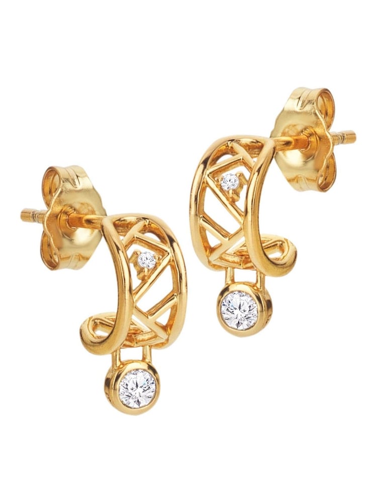 Hot Diamonds Gold Tone HD X GE Revolve Earrings - Image 1 of 3 Hot Diamonds Gold Tone HD X GE Revolve Earrings - Image 1 of 3