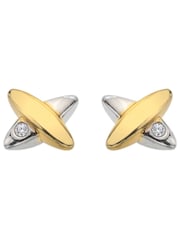Hot Diamonds Sterling Silver Coupled Two Tone Earrings - Imagen 2 de 3
