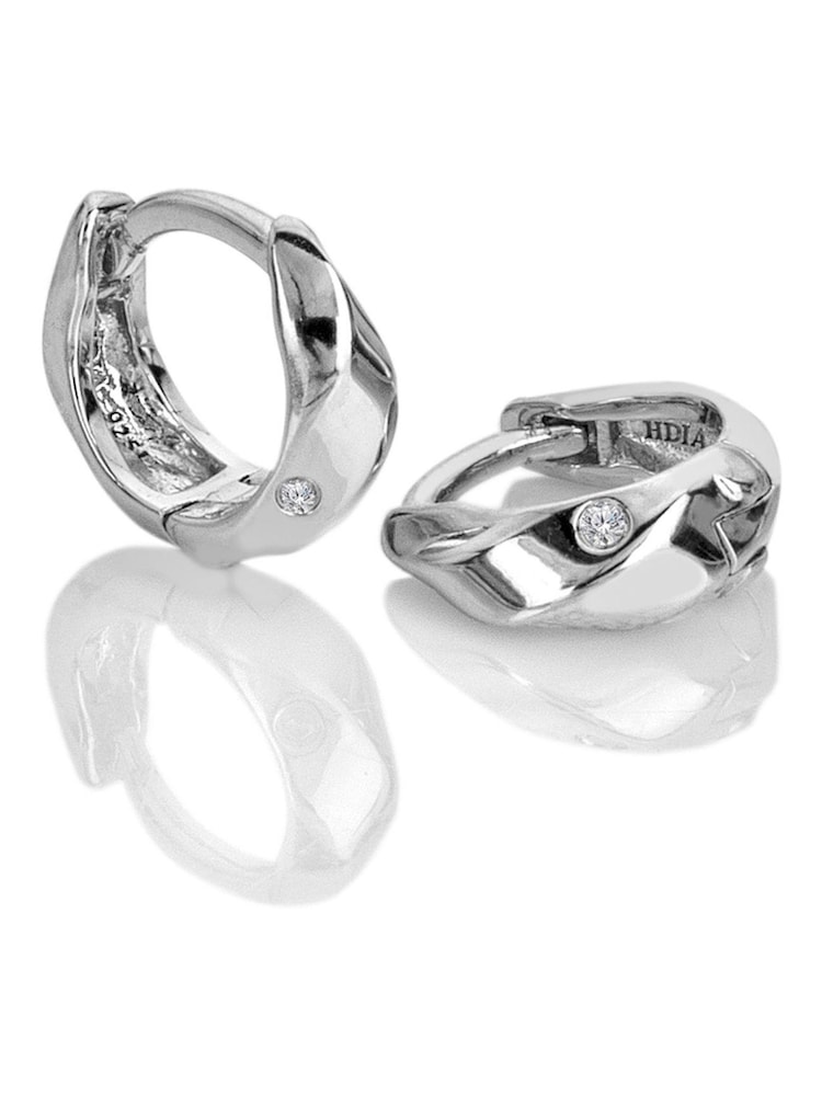 Hot Diamonds Sterling Silver Ridge Huggie Earrings - Image 1 of 3 Hot Diamonds Sterling Silver Ridge Huggie Earrings - Image 1 of 3