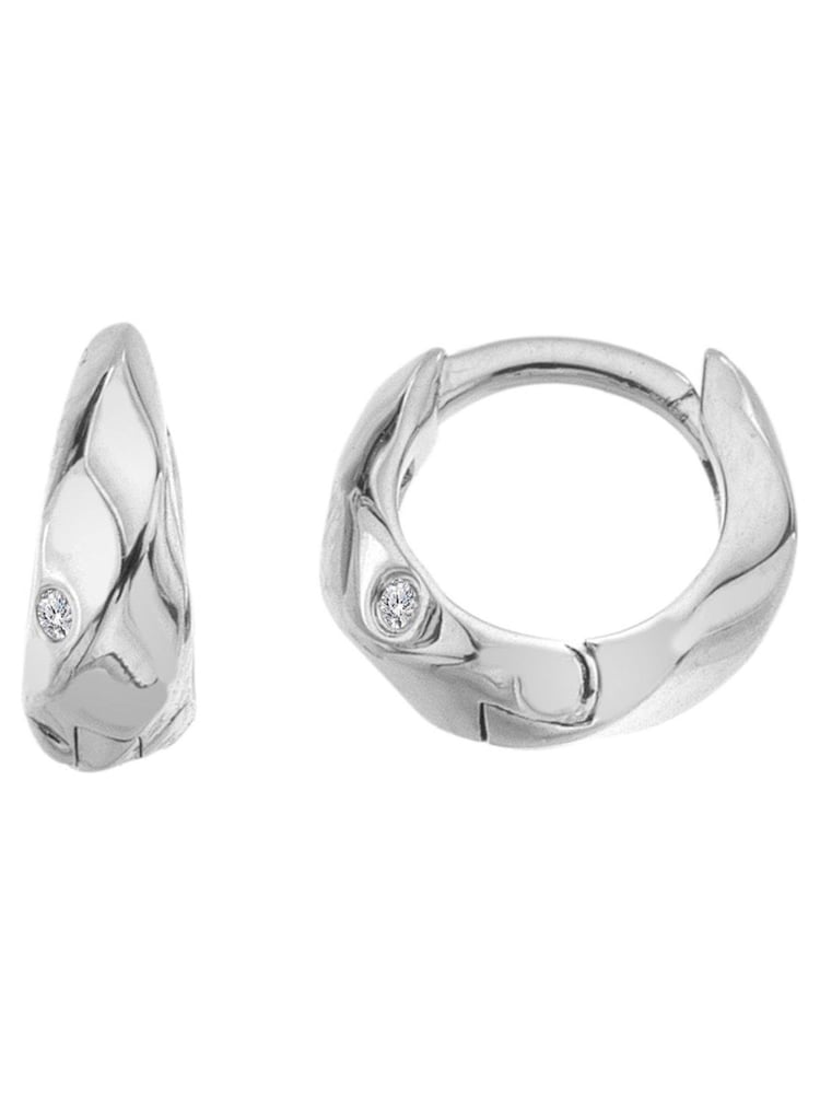 Hot Diamonds Sterling Silver Ridge Huggie Earrings - Image 2 of 3 Hot Diamonds Sterling Silver Ridge Huggie Earrings - Image 2 of 3