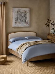 Wooden Bronx Dark Boucle Twill Oyster Natural Matson Ottoman Storage Bed Frame - Image 1 of 9