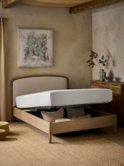 Wooden Bronx Dark Boucle Twill Oyster Natural Matson Ottoman Storage Bed Frame - Image 3 of 9