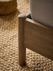 Wooden Bronx Dark Boucle Twill Oyster Natural Matson Ottoman Storage Bed Frame - Image 4 of 9