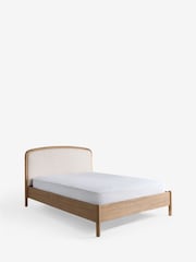 Wooden Bronx Dark Boucle Twill Oyster Natural Matson Ottoman Storage Bed Frame - Image 7 of 9