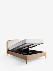 Wooden Bronx Dark Boucle Twill Oyster Natural Matson Ottoman Storage Bed Frame - Image 9 of 9