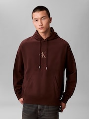 Calvin Klein Brown Monologo Premium Fleece Sweat Top - Image 1 of 6