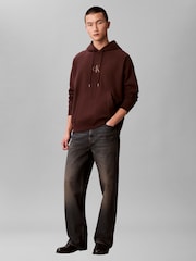Calvin Klein Brown Monologo Premium Fleece Sweat Top - Image 2 of 6