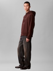 Calvin Klein Brown Monologo Premium Fleece Sweat Top - Image 4 of 6