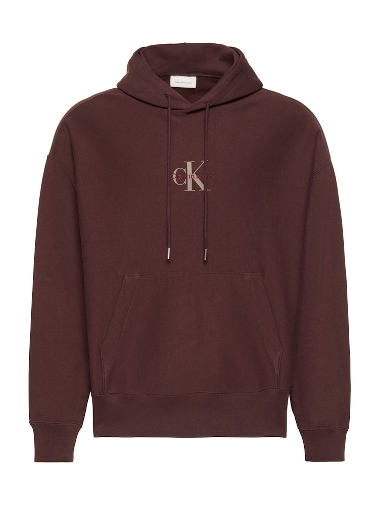 Calvin Klein Brown Monologo Premium Fleece Sweat Top - Image 6 of 6