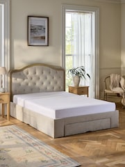 Tweedy Plain Light Natural Rose Buttoned Wooden 3 Drawer Storage Bed Frame - Image 2 of 10
