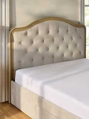 Tweedy Plain Light Natural Rose Buttoned Wooden 3 Drawer Storage Bed Frame - Image 3 of 10