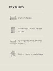 Tweedy Plain Light Natural Rose Buttoned Wooden 3 Drawer Storage Bed Frame - Image 5 of 10