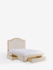 Tweedy Plain Light Natural Rose Buttoned Wooden 3 Drawer Storage Bed Frame - Image 9 of 10