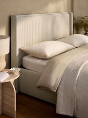 Soft Twill Oyster Natural Emilie Panelled Extra Deep Ottoman Storage Upholstered Bed Frame - Image 3 of 5
