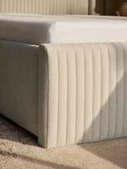 Soft Twill Oyster Natural Emilie Panelled Extra Deep Ottoman Storage Upholstered Bed Frame - Image 5 of 5
