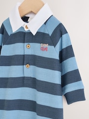 Blue Stripe Jersey Rugby Polo Baby Romper (0mths-3yrs) - Image 3 of 6