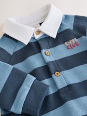 Blue Stripe Jersey Rugby Polo Baby Romper (0mths-3yrs) - Image 4 of 6