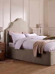 Smart Chenille Light Natural Thompson Tall Country Extra Deep Ottoman Storage Upholstered Bed Frame - Image 2 of 10