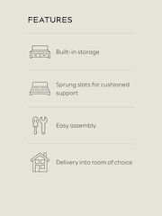 Smart Chenille Light Natural Thompson Tall Country Extra Deep Ottoman Storage Upholstered Bed Frame - Image 4 of 10