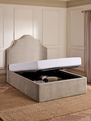 Smart Chenille Light Natural Thompson Tall Country Extra Deep Ottoman Storage Upholstered Bed Frame - Image 5 of 10