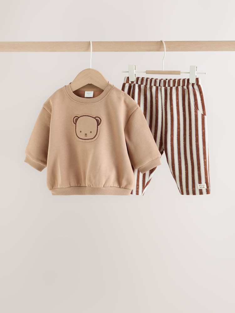 Chocolate Brown Bear Baby Set Sweat Top and Trousers (0mths-2yrs) - Image 1 of 11 Chocolate Brown Bear Baby Set Sweat Top and Trousers (0mths-2yrs) - Image 1 of 11