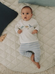Azul con dinosaurio - Conjunto de top y leggings para bebé (0 meses-2 años) - Imagen 1 de 5