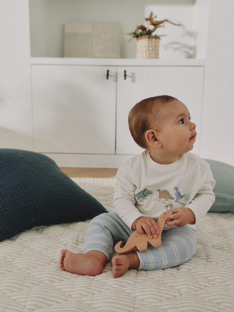 Azul con dinosaurio - Conjunto de top y leggings para bebé (0 meses-2 años) - Imagen 2 de 5 Azul con dinosaurio - Conjunto de top y leggings para bebé (0 meses-2 años) - Imagen 2 de 5