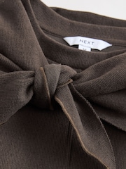 Chocolate Brown Cosy Soft Touch Crew Neck Sweatshirt with Neck Scarf - Image 10 of 10