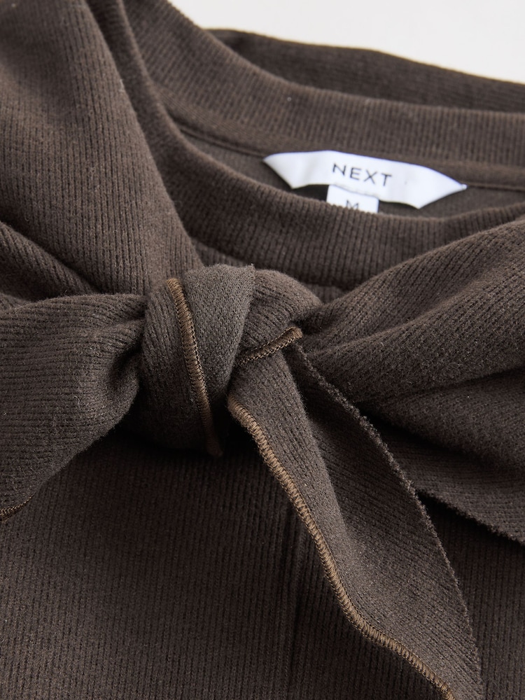 Chocolate Brown Cosy Soft Touch Crew Neck Sweatshirt with Neck Scarf - Image 10 of 10 Chocolate Brown Cosy Soft Touch Crew Neck Sweatshirt with Neck Scarf - Image 10 of 10