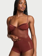 Victoria's Secret Dark Chili Brown Sheer Modal Mesh Cami Set - Image 1 of 2