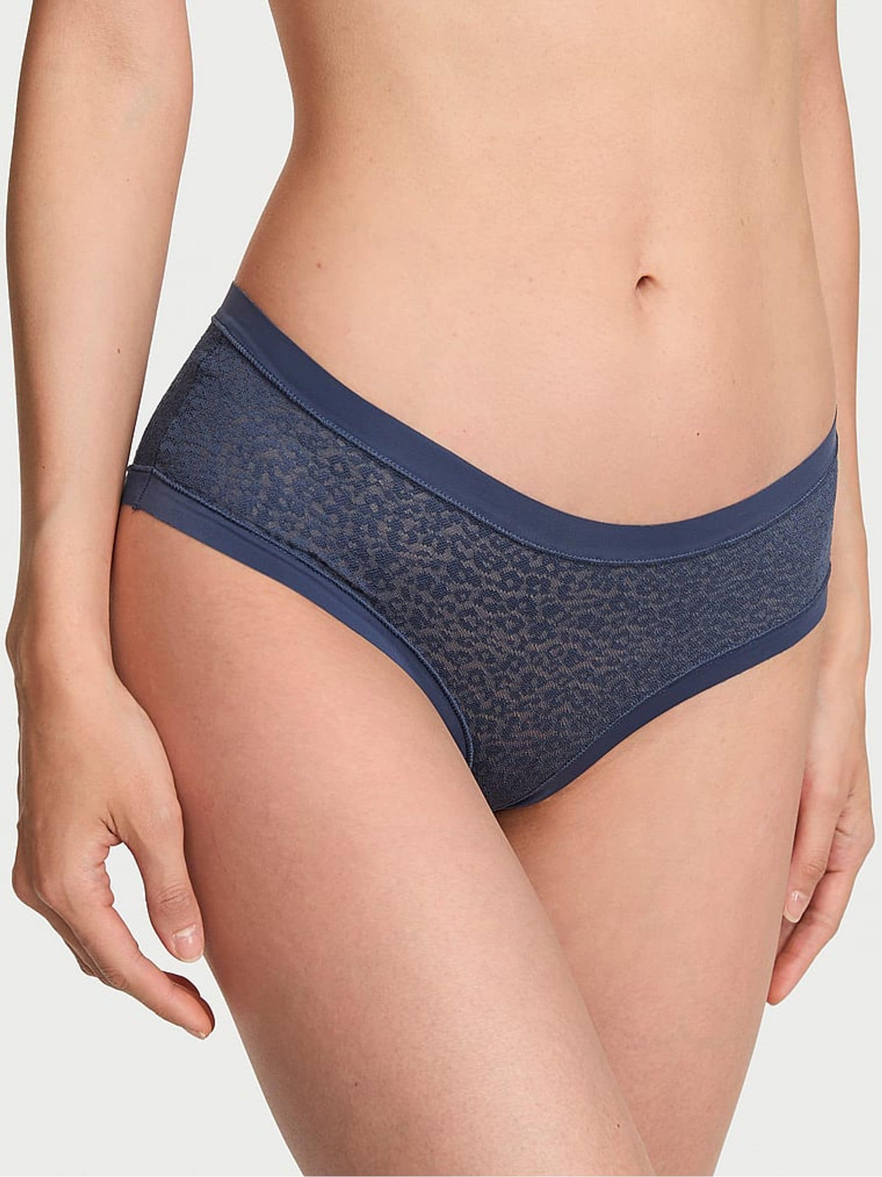 Victoria's Secret Monaco Blue Cheeky Leopard Lace Knickers