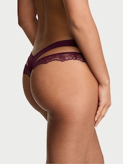Victoria's Secret Rich Maroon Red Thong Lace Trim Cut Out Knickers - Image 2 of 3