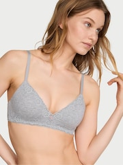 Victoria's Secret Medium Heather Grey Lightly Lined Non Wired Cotton Lace Trim Bra - Image 2 of 3