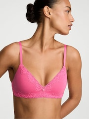 Victoria's Secret Pink Radiance Lightly Lined Non Wired Cotton Lace Trim Bra - Image 2 of 3