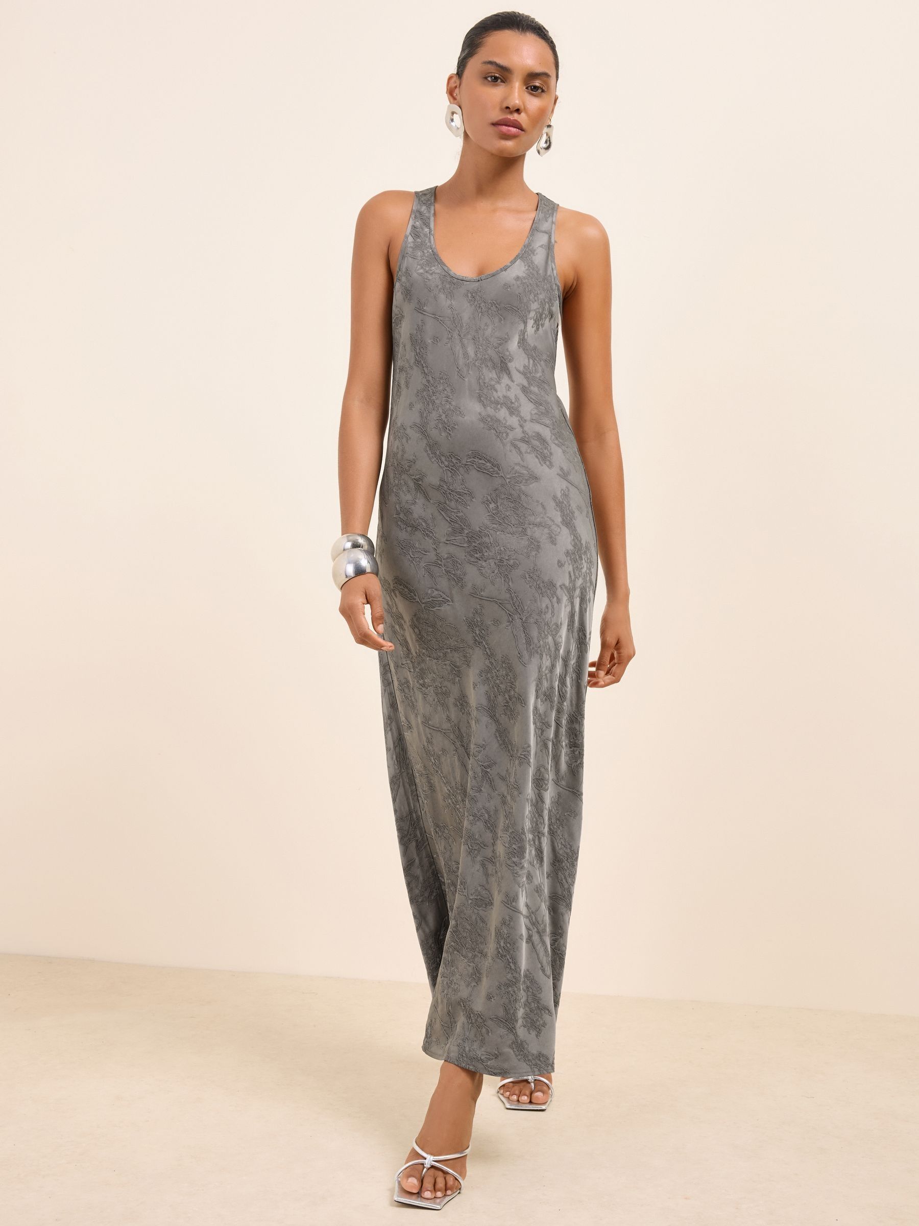Ameri VINTAGE BERRY JACQUARD DRESS グレー S Buy BHOEM Grey Premium Satin Jacquard Midi Dress from the Next UK