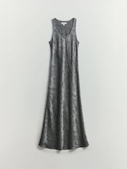 BHOEM Grey Premium Satin Jacquard Midi Dress - Image 7 of 7