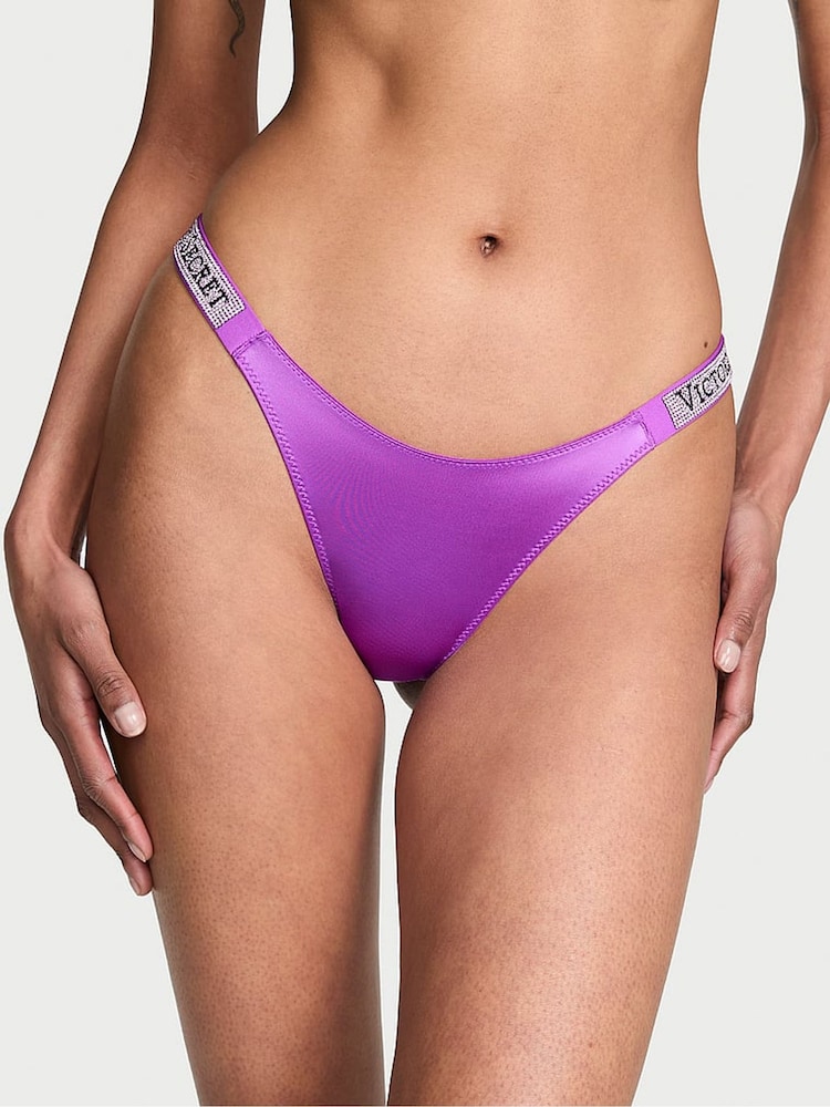 Victoria's Secret Gum Drop Purple Thong Shine Strap Knickers - Image 1 of 2