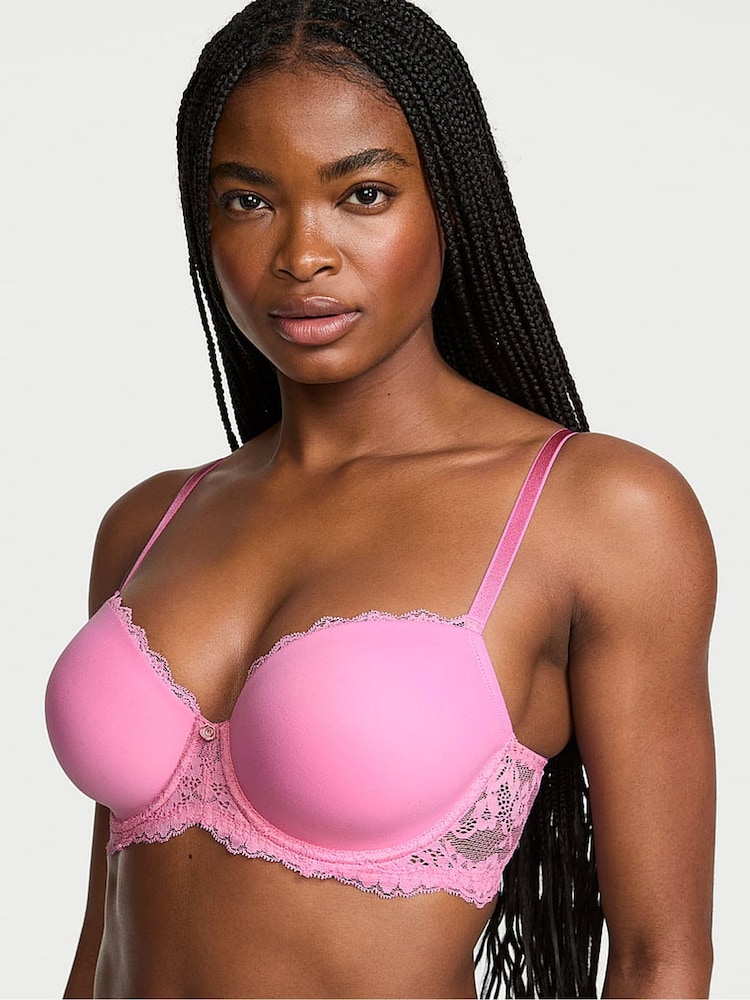Victoria's Secret Pink Sugar Lace Trim Lightly Lined Demi Bra - Image 1 of 2