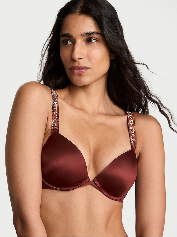 Victoria's Secret Dark Chili Brown Push Up Shine Strap Bra - Image 2 of 4