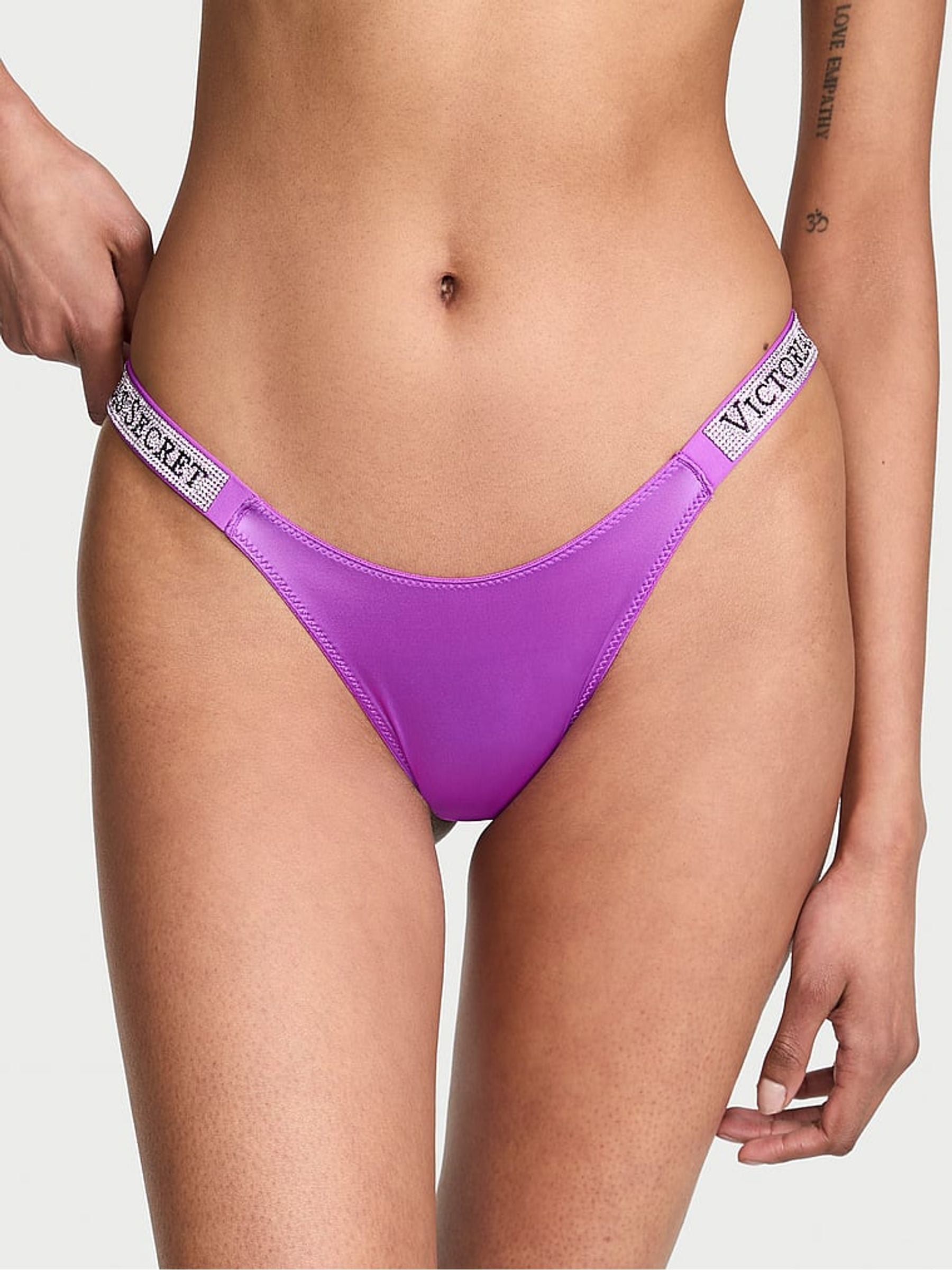 Victoria's Secret Gum Drop Purple Brazilian Shine Strap Knickers