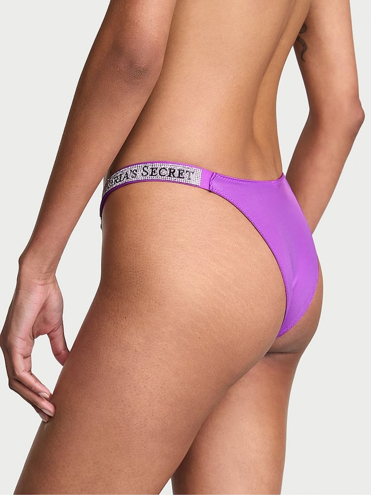 Victoria's Secret Gum Drop Purple Brazilian Shine Strap Knickers - Image 2 of 2